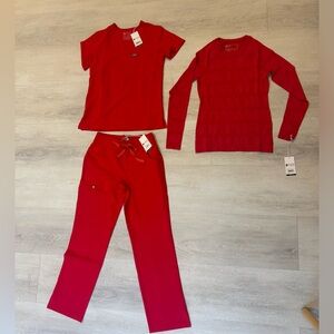 NWT Special edition FIGS Pop Red Scrub and Underscrub set XS